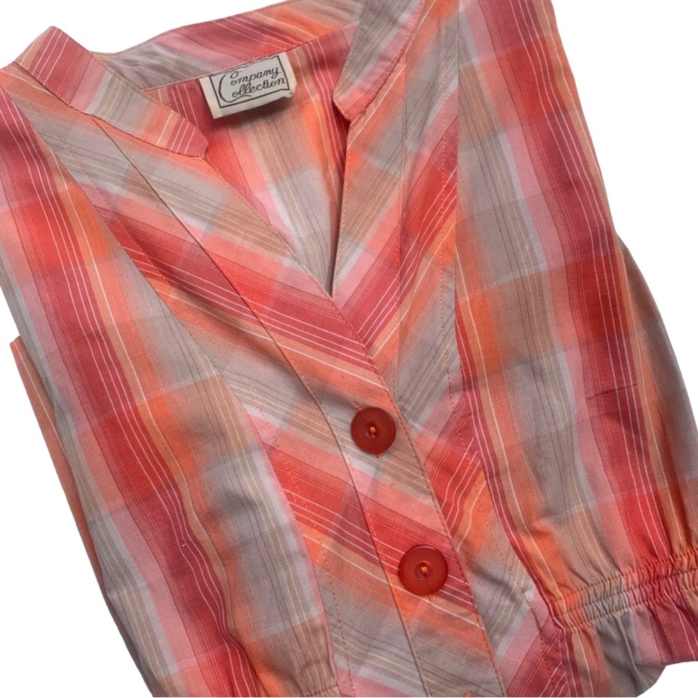 Company Collection Plaid V Neck 3/4 Long Sleeve Top Womens Large